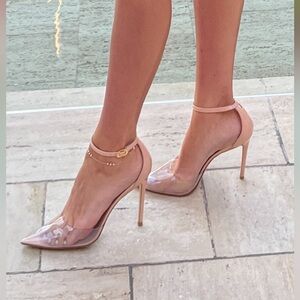 Stuart Weitzman Pink Heels with Transparent Design